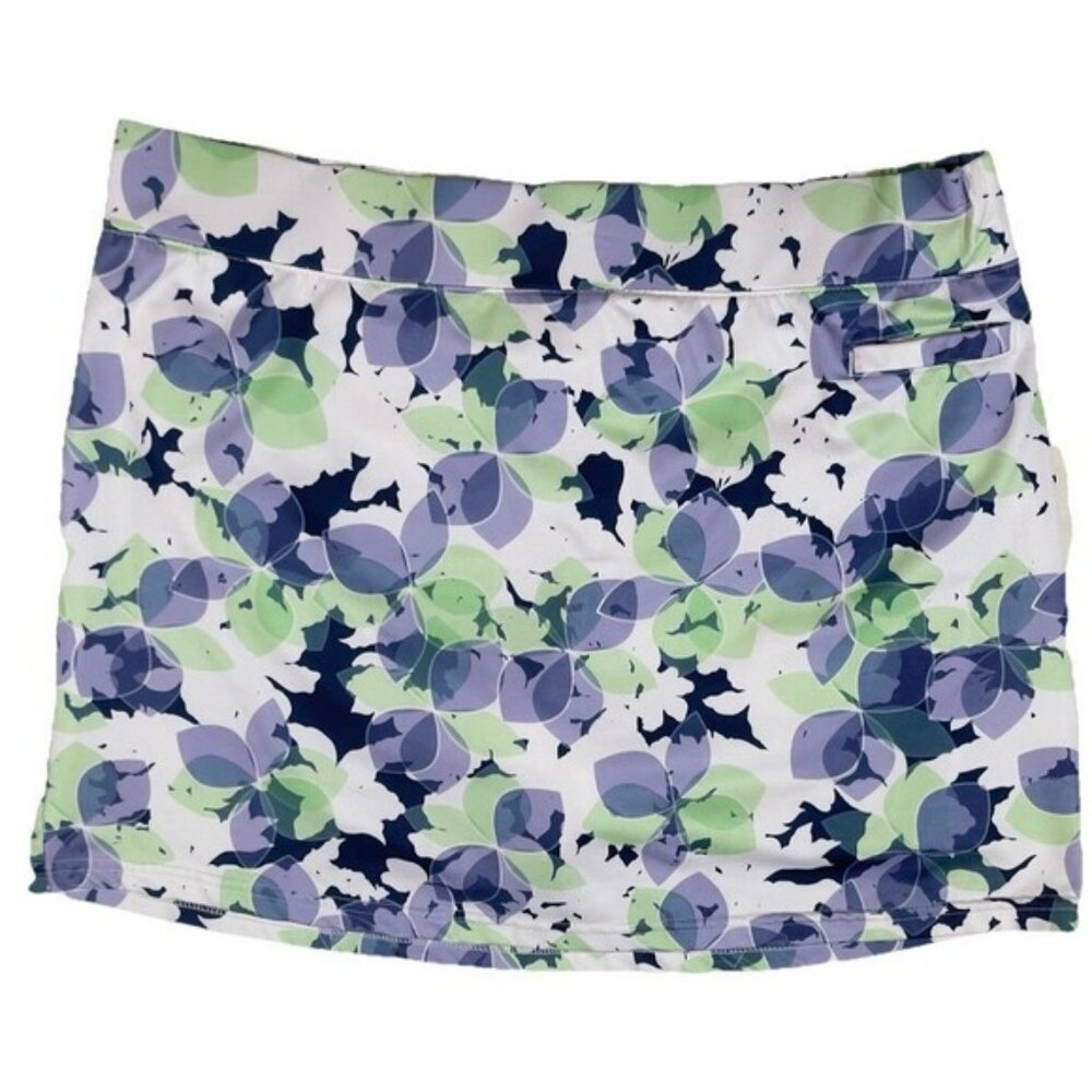 Pebble Beach Women's Large Dry-Luxe Golf Skort Skirt Blue Green White Floral
